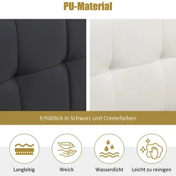 Okwish Lit Coffre 90x200 cm - Lit Simple Capitonné avec Tête de Lit et Rangement Caché - PU - Sans Matelas - Blanc* Lit Coffre
