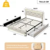 Simple Life Lit Coffre 140x190 cm, 4 tiroirs, LED, USB, Velours, Beige* Lit Coffre