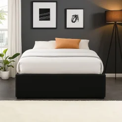 Lit coffre 90x200 cm avec pieds et 12 lattes - montage rapide et facile - design contemporain - espace de rangement optimal -><noscript><img width=