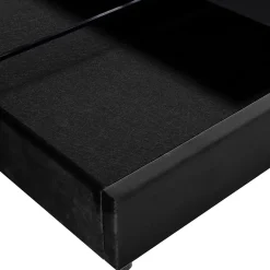 Okwish Lit Coffre 140x200 cm avec Rangement, Lit Double Adulte avec Tête Réglable et Sommier en Velours - Noir, Sans Matelas* Lit Coffre