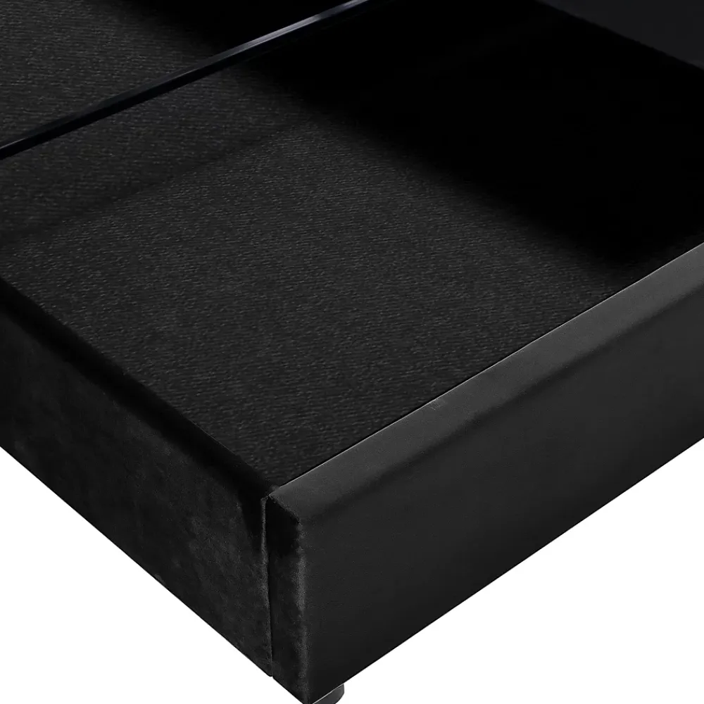Okwish Lit Coffre 140x200 cm avec Rangement, Lit Double Adulte avec Tête Réglable et Sommier en Velours - Noir, Sans Matelas* Lit Coffre