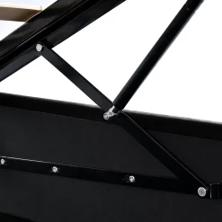 Okwish Lit Coffre 140x200 cm avec Rangement, Lit Double Adulte avec Tête Réglable et Sommier en Velours - Noir, Sans Matelas* Lit Coffre