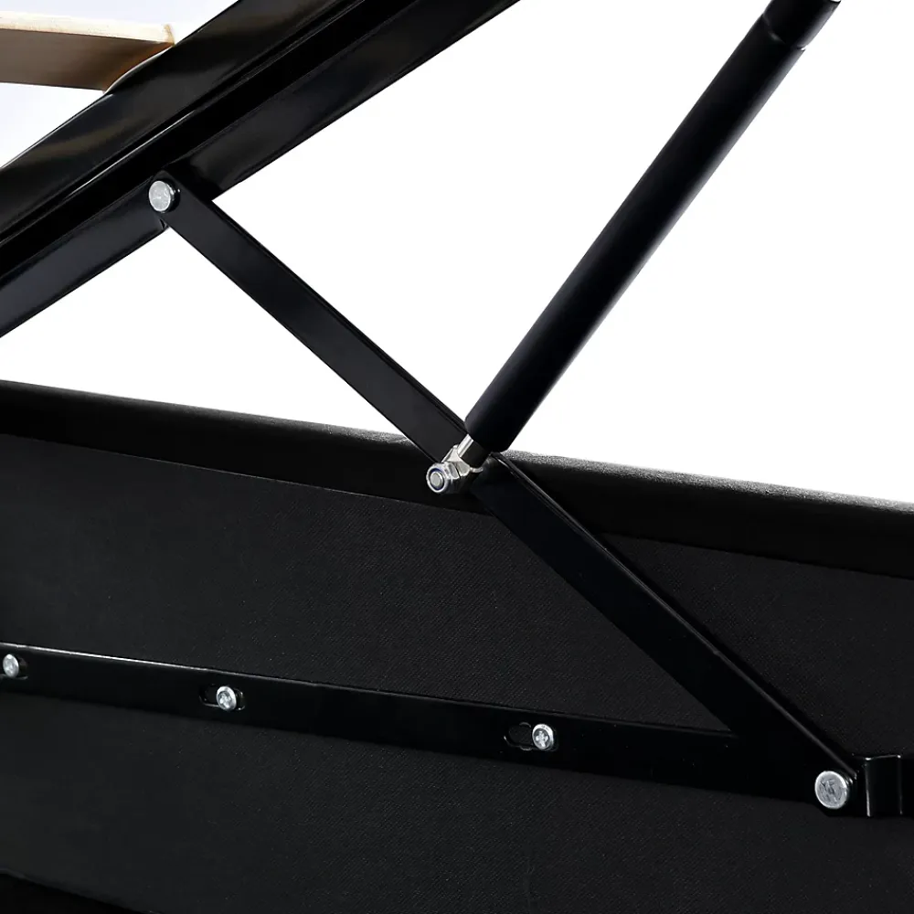 Okwish Lit Coffre 140x200 cm avec Rangement, Lit Double Adulte avec Tête Réglable et Sommier en Velours - Noir, Sans Matelas* Lit Coffre