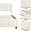 Simple Life Lit coffre 140x200 cm avec rangement, capitonné velours beige, sommier LED, lattes* Lit Coffre
