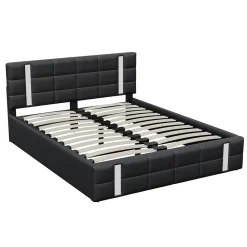 Simple Life Lit Coffre 160x200 cm avec USB et Type-C,LED,Lit Capitonné avec Rangement,hydraulique lit, PU* Lit Coffre