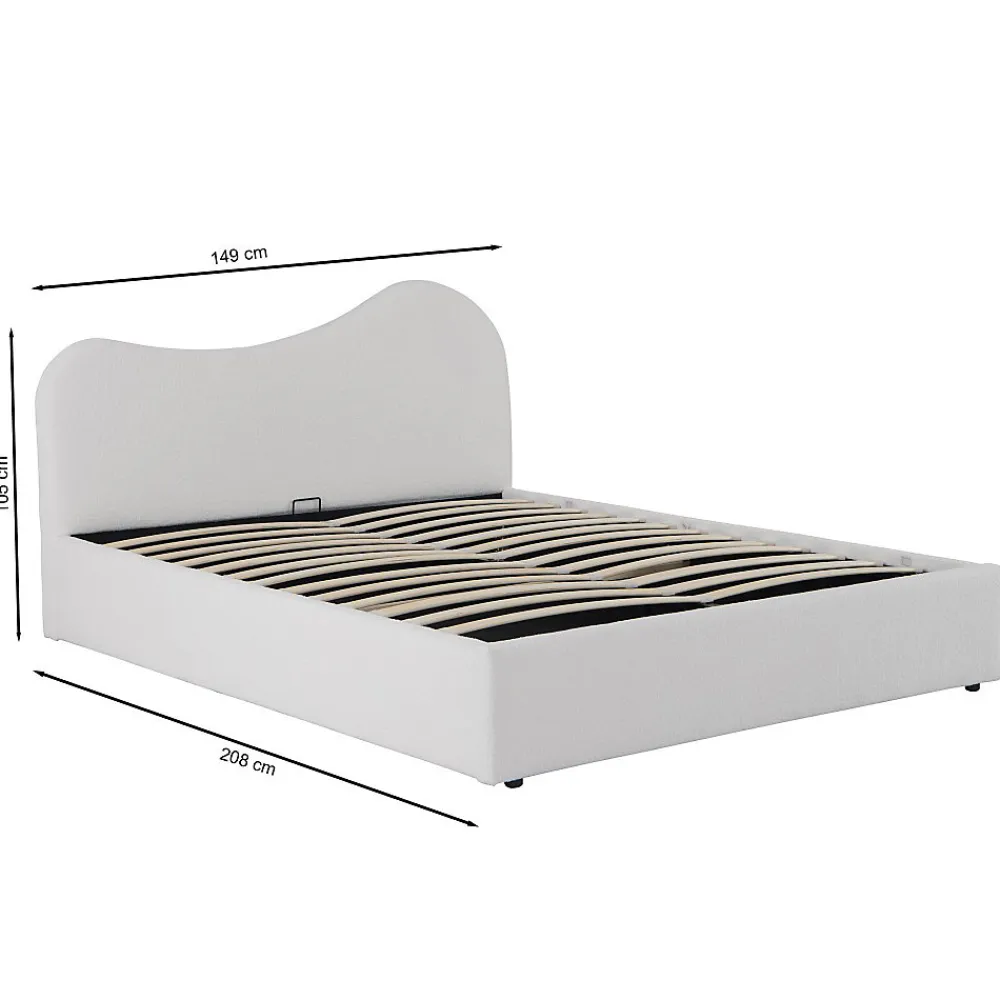 LIT COFFRE 140x190 CM COCOON+ SOMMIER / Tissu Bouclette Blanc>Weber Industries Sale