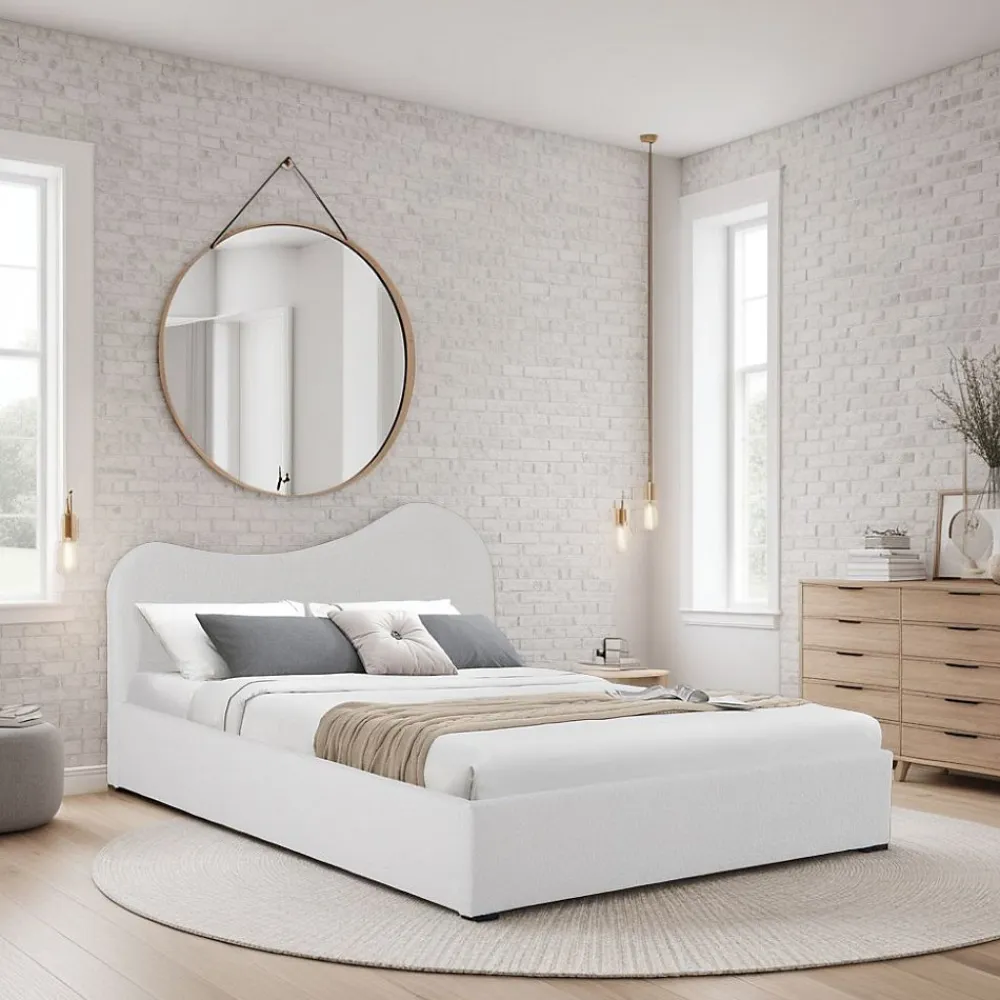 LIT COFFRE 140x190 CM COCOON+ SOMMIER / Tissu Bouclette Blanc>Weber Industries Sale