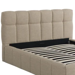 Lit coffre 160x200 cm ELIAS + sommier / Beige><noscript><img width=
