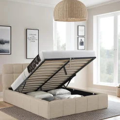 Lit coffre 140x190 cm ELIAS + sommier / Beige>Weber Industries Clearance