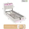 ProximaX Lit Coffre 90x200 cm en Tissu avec Rangement, Tête de Lit avec LED, USB et Type-C, Sommier Relevable à Vérins, Beige* Lit Coffre