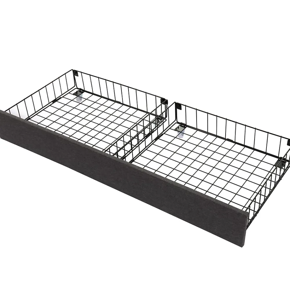 ProximaX Lit coffre 140x190 cm gris avec LED, rangement hydraulique, tiroirs et compartiments, tête rembourrée escamotable, cadre acier* Lit Coffre