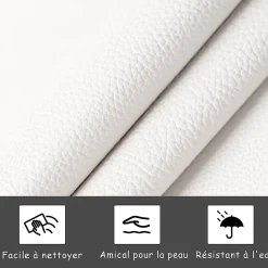 Lit coffre 140x190 cm, Lit doub LED capitonné relevable hydraulique avec sommier à lattes, Blanc><noscript><img width=