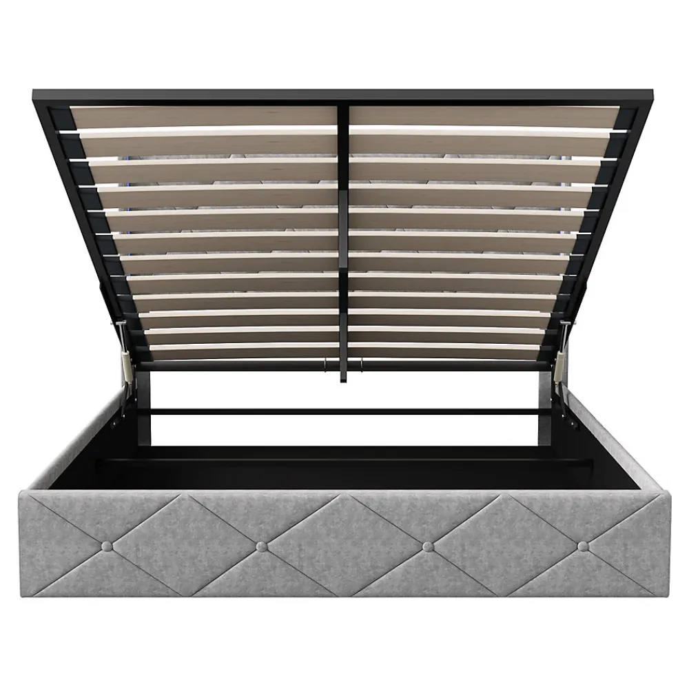 Lit Coffre 160x200 cm, Tête de lit avec LED, lit Double avec sommier à Lattes,Velours,Beige>Fortuna lai Sale