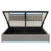 Simple Life Lit Coffre 160x200 cm Velours Gris, LED, Charge USB, Rembourré, Rangement, Tête de lit, Sommier à Lattes, 2 Personnes* Lit Coffre
