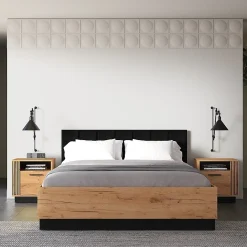 Petits-Meubles Lit coffre 160x200 sommier inclus Solal Bois et Noir* Lit Coffre