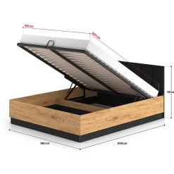Petits-Meubles Lit coffre 160x200 sommier inclus Solal Bois et Noir* Lit Coffre