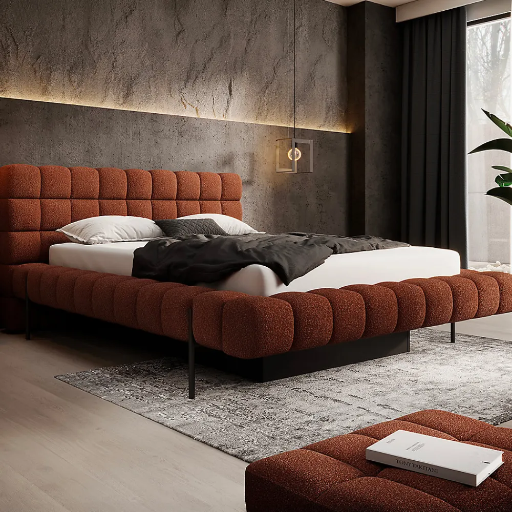 Petits-Meubles Lit coffre 180x200 sommier inclus Ezio Brique* Lit Coffre