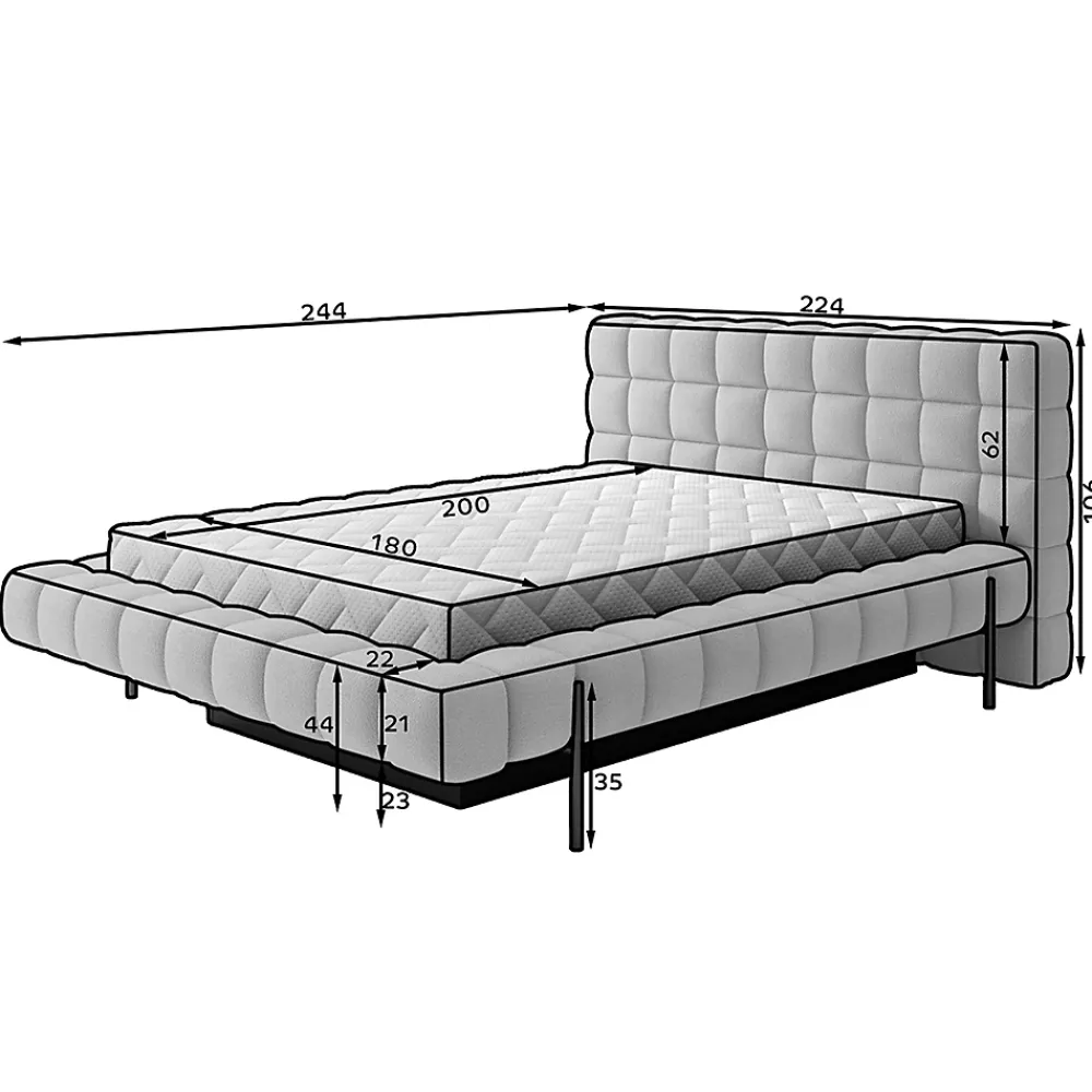 Petits-Meubles Lit coffre 180x200 sommier inclus Ezio Brique* Lit Coffre