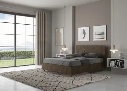 Ityhome Lit coffre 140x200 tête de lit droite Demas noyer* Lit Coffre