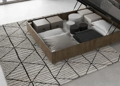 Ityhome Lit coffre 140x200 tête de lit droite Demas noyer* Lit Coffre