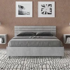 Lit coffre 140x190 tête de lit droite avec lattes en ciment Ankel>Ityhome Clearance