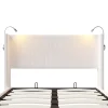 Fortuna lai Lit Coffre 140x200cm avec LED et USB, Cadre de lit capitonné en Velours côtelé, lit 2 Personnes avec sommier,scandinave Blanc* Lit Coffre