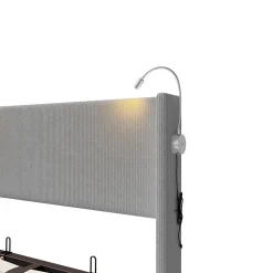 Lit Coffre 140X200cm avec LED et USB, Cadre de lit capitonné en Velours cotelé,gris><noscript><img width=