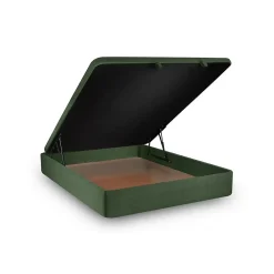 Sommeil De Plomb Lit coffre 140x200cm avec tête de lit tapissier Tissu Vert - Hauteur totale : 39cm* Lit Coffre