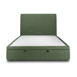Sommeil De Plomb Lit coffre 140x200cm avec tête de lit tapissier Tissu Vert - Hauteur totale : 39cm* Lit Coffre