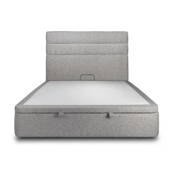 Lit coffre 160x200cm avec tête de lit lignes Bouclette Gris - Hauteur totale : 39cm>Sommeil De Plomb Outlet