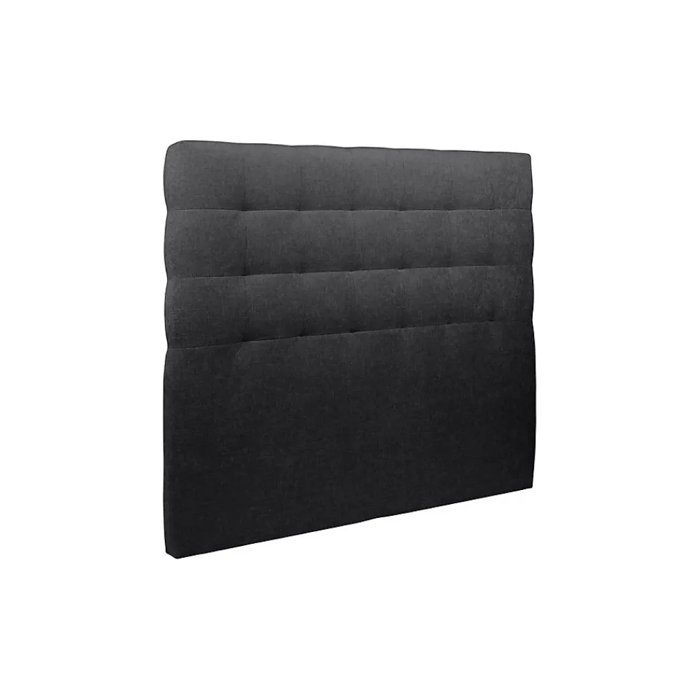 Sommeil De Plomb Lit coffre 140x190cm avec tête de lit capitonnée Tissu Noir - Hauteur totale : 39cm* Lit Coffre