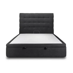 Sommeil De Plomb Lit coffre 140x190cm avec tête de lit capitonnée Tissu Noir - Hauteur totale : 39cm* Lit Coffre