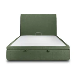 Lit coffre 160x200cm avec tête de lit tapissier Tissu Vert - Hauteur totale : 39cm>Sommeil De Plomb Best