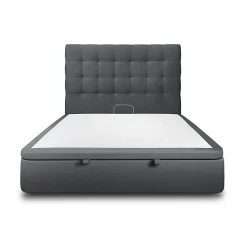 Lit coffre 200x200cm avec tête de lit capitonnée Velours Gris anthracite - Hauteur totale : 39cm>Sommeil De Plomb Best