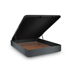 Lit coffre 200x200cm avec tête de lit capitonnée Velours Gris anthracite - Hauteur totale : 39cm><noscript><img width=