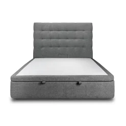 Lit coffre 200x200cm avec tête de lit capitonnée Tissu Gris anthracite - Hauteur totale : 39cm>Sommeil De Plomb Clearance