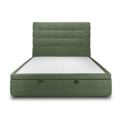 Sommeil De Plomb Lit coffre 180x200cm avec tête de lit capitonnée Tissu Vert - Hauteur totale : 39cm* Lit Coffre