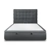 Lit coffre 140x200cm avec tête de lit capitonnée Velours Gris anthracite - Hauteur totale : 39cm>Sommeil De Plomb Outlet