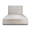 Lit coffre 200x200cm avec tête de lit lignes Bouclette Beige - Hauteur totale : 39cm>Sommeil De Plomb Outlet
