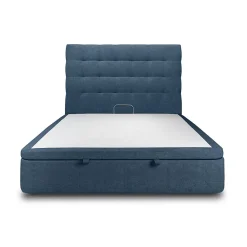 Sommeil De Plomb Lit coffre 140x190cm avec tête de lit capitonnée Tissu Bleu - Hauteur totale : 39cm* Lit Coffre