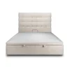 Lit coffre 140x200cm avec tête de lit capitonnée Bouclette Beige - Hauteur totale : 39cm>Sommeil De Plomb New