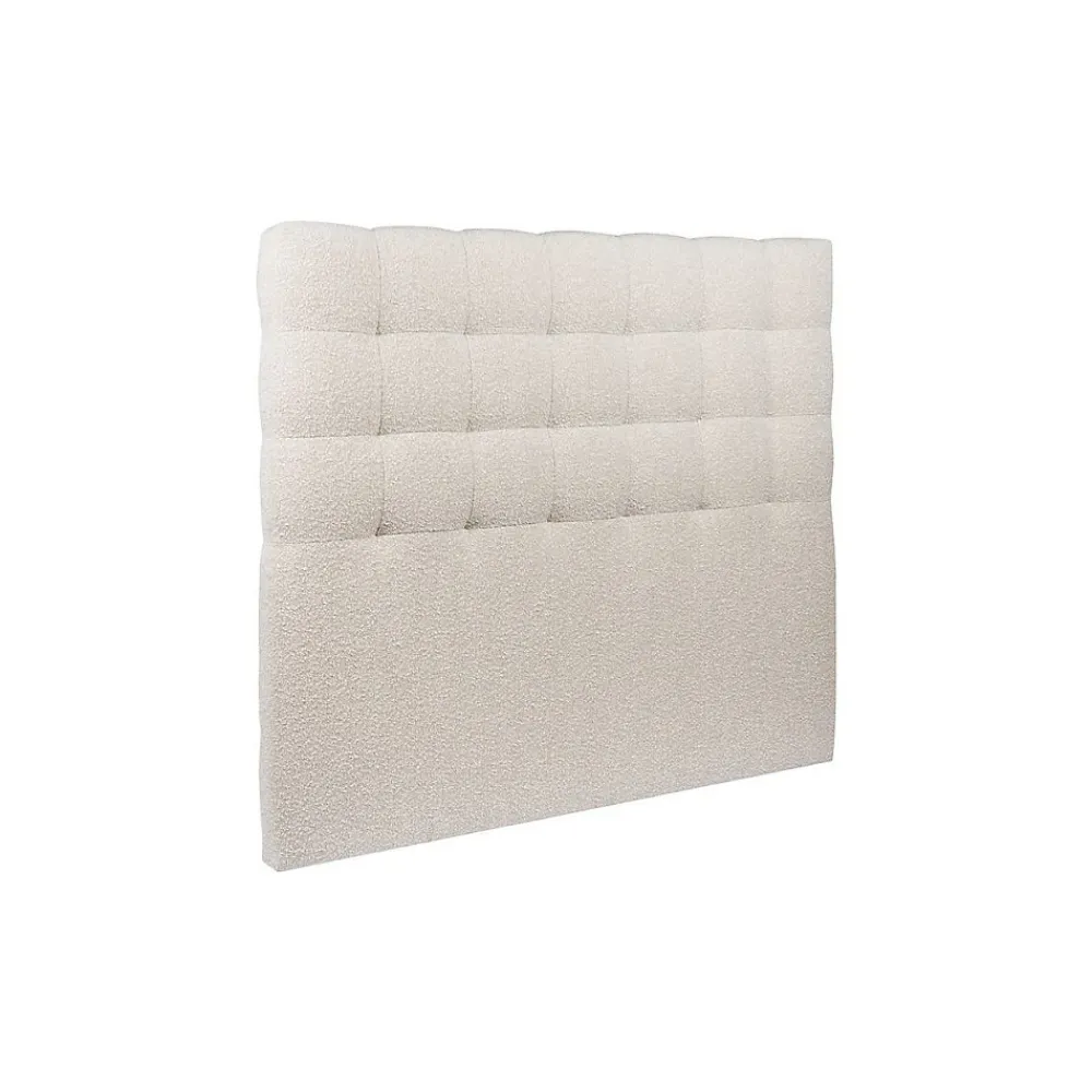 Lit coffre 140x200cm avec tête de lit capitonnée Bouclette Beige - Hauteur totale : 39cm>Sommeil De Plomb New