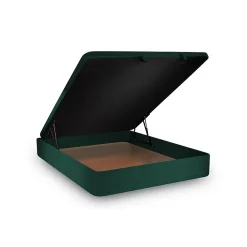 Sommeil De Plomb Lit coffre 160x200cm avec tête de lit capitonnée Velours Vert - Hauteur totale : 39cm* Lit Coffre