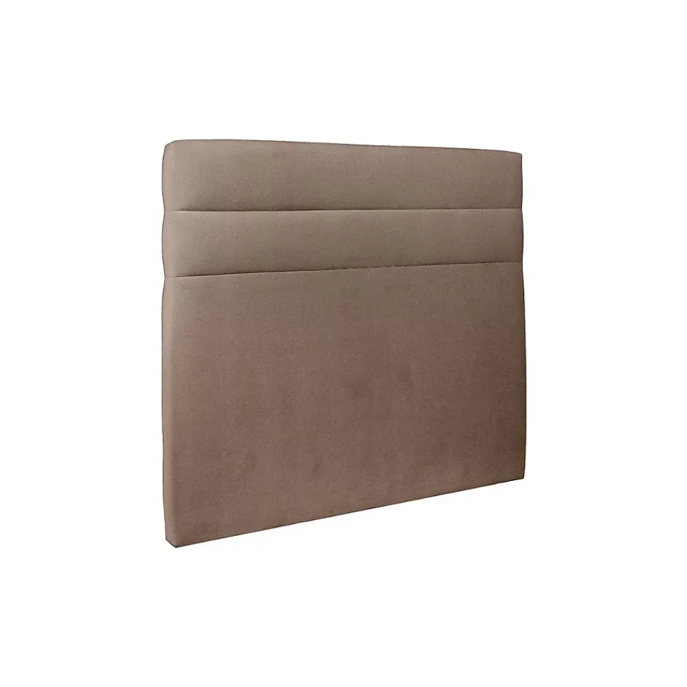 Sommeil De Plomb Lit coffre 140x200cm avec tête de lit lignes Velours Taupe - Hauteur totale : 39cm* Lit Coffre