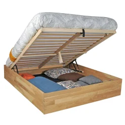 Lit coffre 140x200cm BEN + sommier/ Chêne massif huilé>Weber Industries Outlet