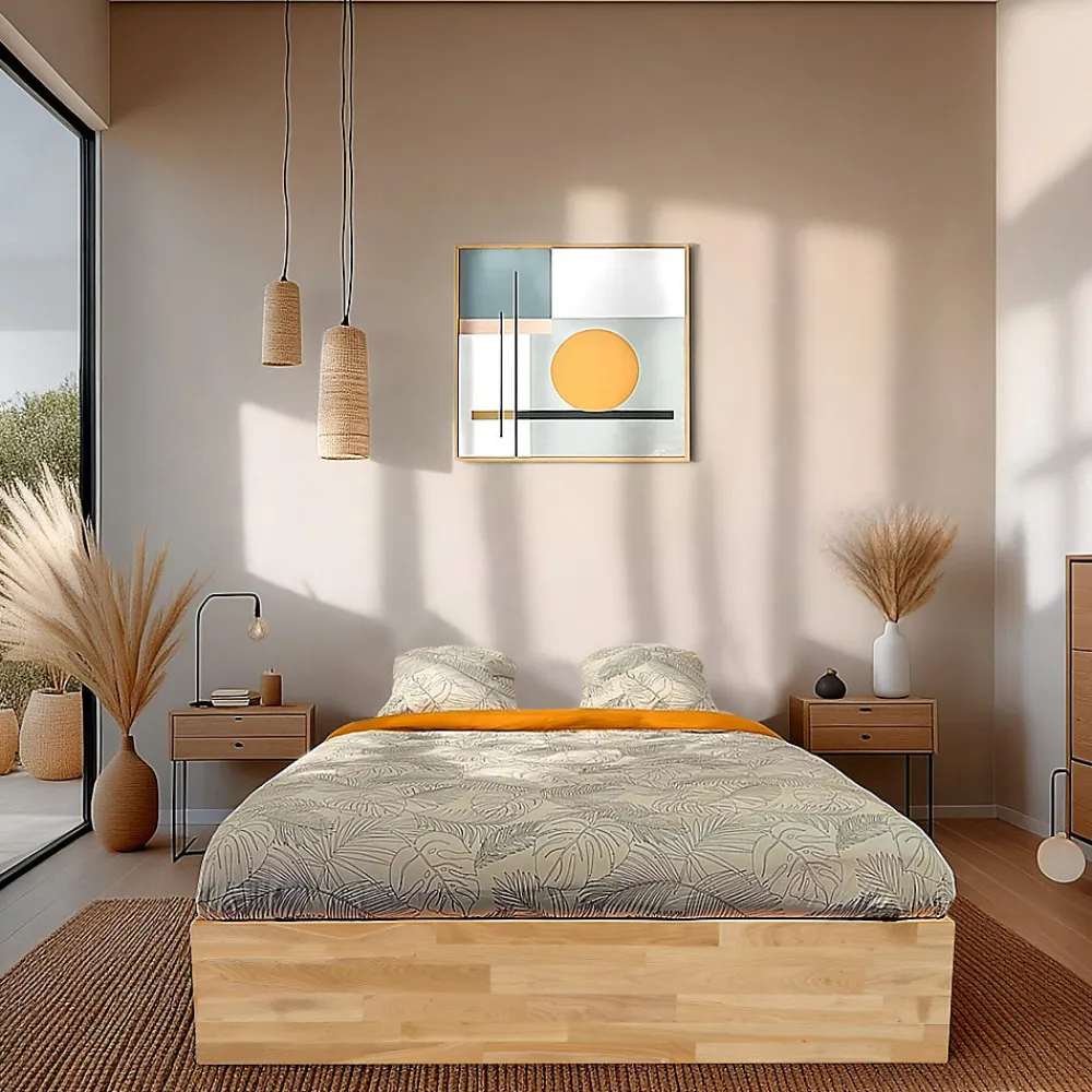 Lit coffre 140x200cm BEN + sommier/ Chêne massif huilé>Weber Industries Outlet