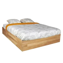 Lit coffre 140x200cm BEN + sommier/ Chêne massif huilé><noscript><img width=