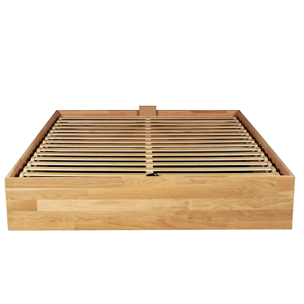 Weber Industries Lit coffre 160x200cm BEN + sommier/ Chêne massif huilé* Lit Coffre
