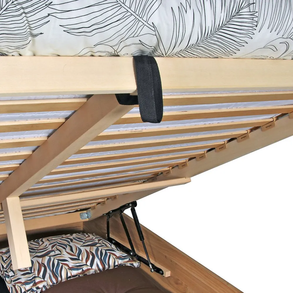 Weber Industries Lit coffre 160x200cm BEN + sommier/ Chêne massif huilé* Lit Coffre