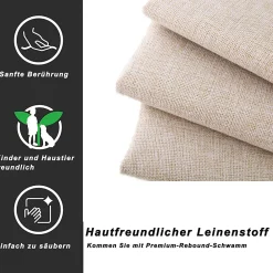 Lit coffre 90x200cm, lit capitonné d'enfant en lin, avec sommier à lattes et tête de lit, beige><noscript><img width=